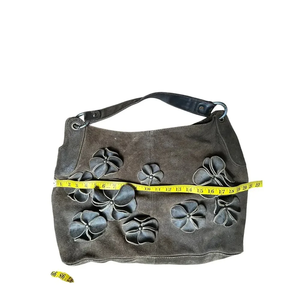 Lucky brand all suede hobo bag with flowers and rayon lining